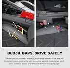 2PCS Leather Car Seat Gap Filler, No-Drop Seat Side Gap Plug Crevice Blocker with Securing Strap, Elastic Filler Block The Gap Between Seats & Console for Truck SUV Sedan (Black)