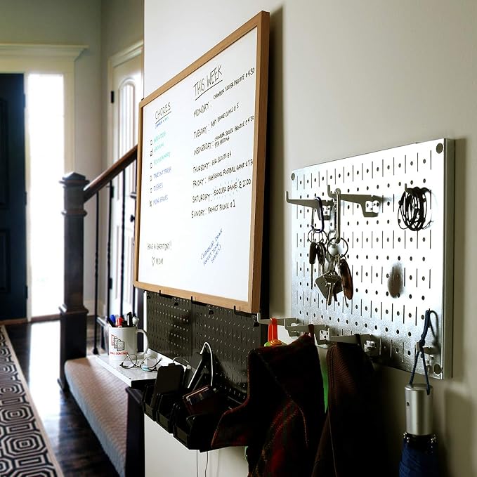 Wall Control Pegboard Wall Organizer Tiles Modular Galvanized Steel Pegboard Tiling Set - Four 12-Inch Tall x 16-Inch Wide Pe