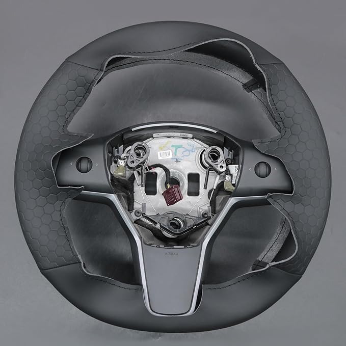MEWANT Hand Stitched Steering Wheel Cover for Tesla Model 3 2017-2023 / Model Y 2020-2023 for Tesla Model 3/Y Accessories