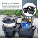 Car Window Storage Organizer, 4-in-1 Car Window Water Cup Holder/Phone Mount, Clip-on Car Door Hanging Box with Hooks, Universal for Most Cars (Black #B)