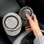 Bling Rhinestone Auto Garbage Can Car Trash Can with Lid Mini Garbage Bin for Automotive Car, Home, Office, Kitchen, Bedroom (B)