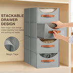 Homsorout Stackable Storage Drawers - Large Collapsible Storage Bins with Drawers, 8 Pack Closet Shelf Organizer Basket, Fabr