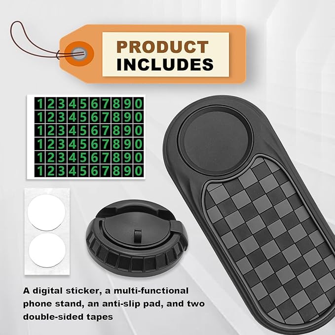 Universal Multifunction Anti-Slip Car Dashboard Mat, Rotatable Car Phone Holder Dashboard Pad with Temporary Parking Number N