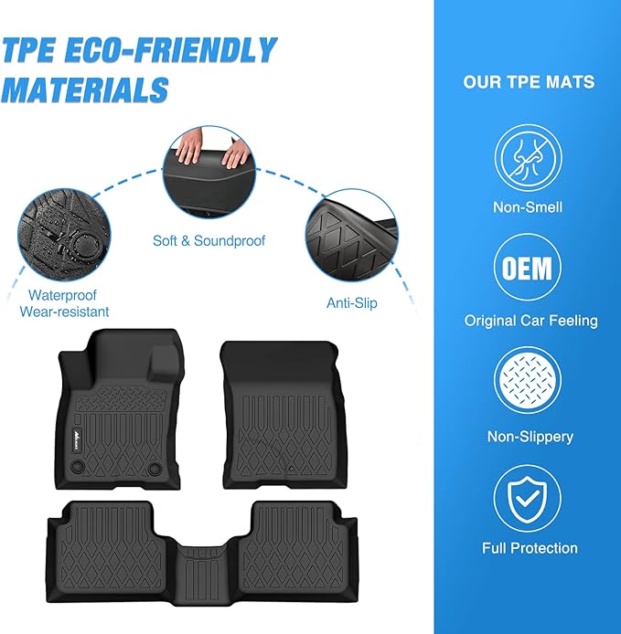 Nilight TPE Floor Mats for Ford Bronco Sport 4-Door 2021 2022 2023 2024 2025 2026 All Weather Custom Fit Heavy Duty Floor Liners