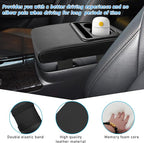 Car Center Console Armrest Pillow, Waterproof Leather Armrest Cushion with Cup Holder & Phone Holder, Memory Foam Arm Rest Box Cover Protector with Storage Bag for Most Cars (Black)