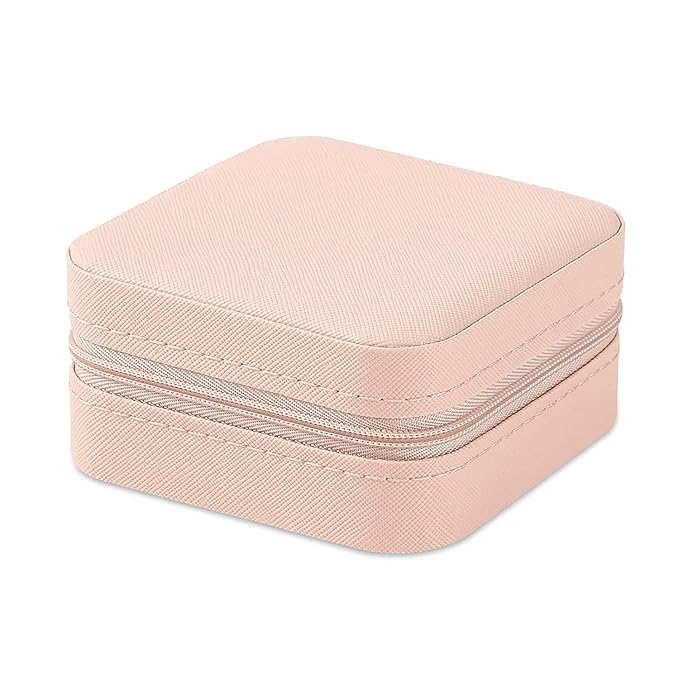 Neveika Portable Travel Mini Jewelry Box Leather Jewellery Ring Organizer Case Storage Gift Box Girls Women (4pcs pink).