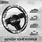 ZHOL Snake Skin Steering Wheel Cover, Breathable Microfiber Leather Universal 14.5-15 inch, Anti-Slip Car Steering Wheel Prot