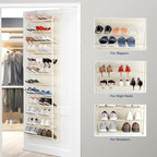 Whitmor 36 Pair Over The Door Shoe Organizer, 12 Tier Hanging Shoe Organizer, Heavy Duty Metal & Mesh Shoe Holder, Hanging Sh