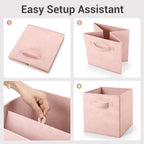 MaidMAX Fabric Storage Bins 10.5×10.5×11, Foldable Cloth Cube Storage Bins for Home Bedroom Closet Drawers Organizer, Pink, S