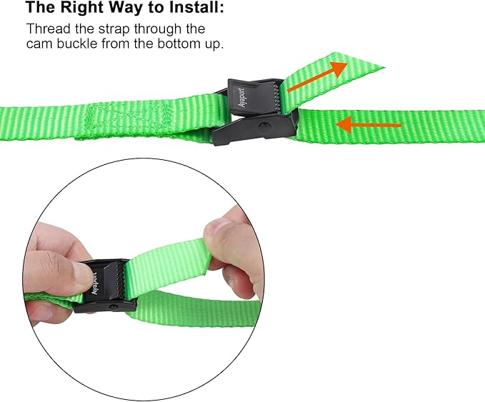 Ayaport Lashing Straps with Buckles Adjustable Cam Buckle Tie Down Cinch Strap Green Strap