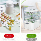 Multi-Tier Medicine Storage Box with Handle | Portable First Aid Organizer for Home, Office & Travel | Large Pill Storage Cab