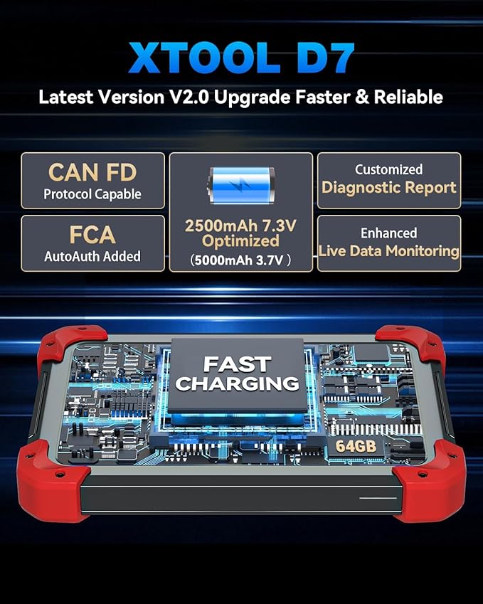 XTOOL D7 Bidirectional Scan Tool: 2026 Ai-Assisted OBD2 Scanner Diagnostic Tool with 36+ Resets, Full System Car Scanner with