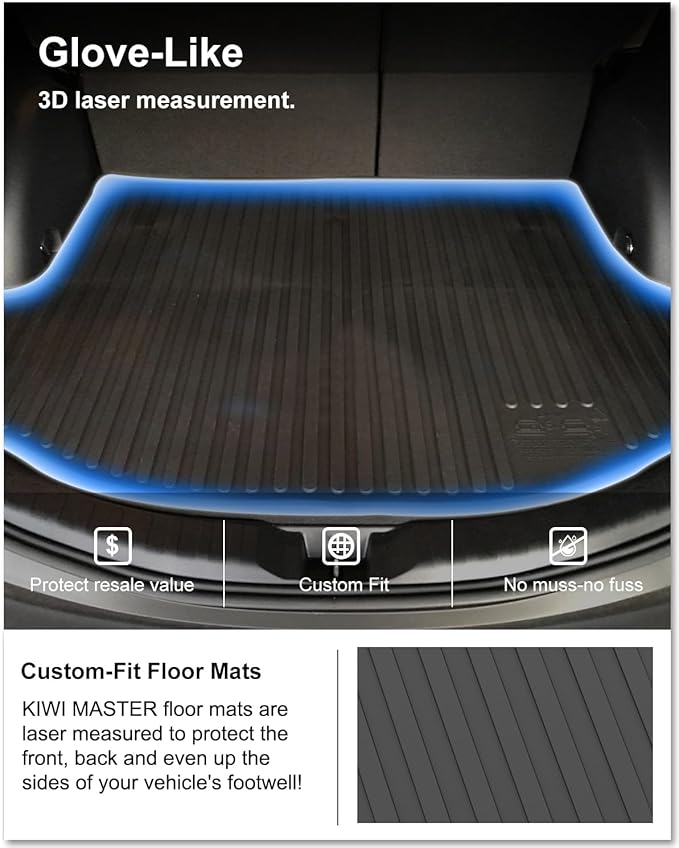 KIWI MASTER Cargo Mat for 2013-2018 Toyota RAV4 (Non-Hybrid), OEM Replacement PT908-42135, Custom Fit All Weather Rear Cargo Liner, Heavy Duty TPE Tray Trunk Mat, Black