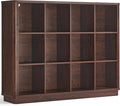 Joaxswe 12 Cube Storage Organizer, 41" Large Bookshelf with Curved Edge, Wood Floor Standing 3-Tier Cubby Bookcase w/Base, Vi