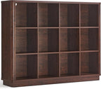 Joaxswe 12 Cube Storage Organizer, 41" Large Bookshelf with Curved Edge, Wood Floor Standing 3-Tier Cubby Bookcase w/Base, Vi