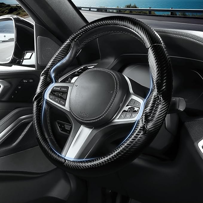 Steering Wheel Cover for BMW 3 4 Series(2021-2024) 5 Series(2020-2023) X5(2019-2020) X7(2020-2025) 328i 320i 330i 325i 528i 535i 530i M3 2 4 7 8 Series X3M X4 X6 XM M2 M4 M5 M8 Z4 i4, Matte Black