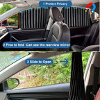 Ovege Car Window Shades 4pcs - Side Window Sun Shades, Silky UV Protection Privacy Baby Suction Magnetic (Black-Opaque, Front&Back 4pcs)