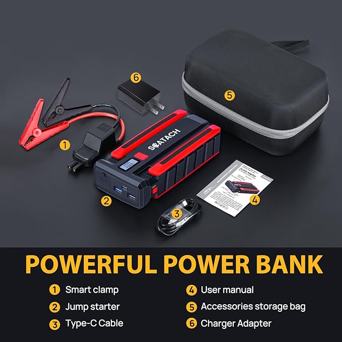Scatach 6000A Car Battery Jump Starter,12V Car Jumper Starter Battery Pack Portable (up to 10.0L Gasoline and 8.0L Diesel
