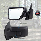 Left Driver Side Door Mirror Compatible With 2021 2022 2023 2024 2025 2026 Ford F150 With Power Glass Manual Folding Heated Blind Spot Matte Black Replace#ML3Z17683VA(7 Pins)