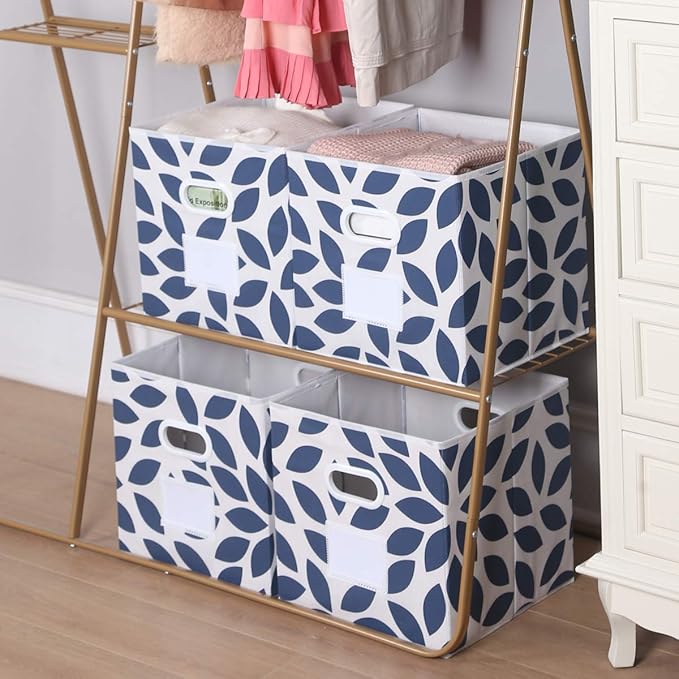 MAX Houser Fabric Storage Bins Cubes Baskets Containers with Dual Plastic Handles for Home Closet Bedroom Drawers Organizers,