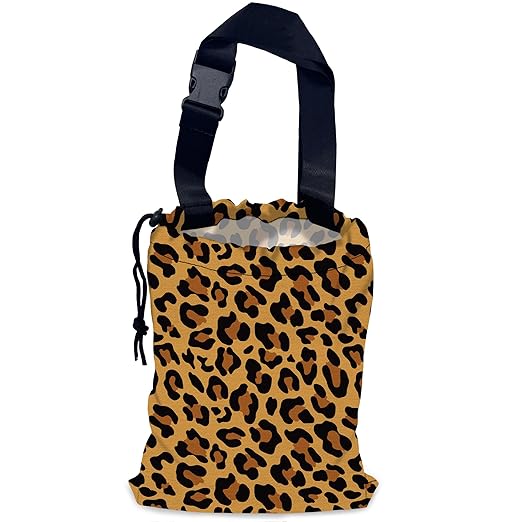 Brown Leopard Car Garbage Bag,Camouflage Waterproof Small Car Trash Bag Hanging Back of Seat,Drawstring Hanging Car Trash Bag with Adjustable Buckle for Car Accessories