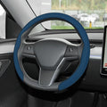 Frani Nappa Leather Steering Wheel Cover,Universal Fit 15 Inch-Premium Non-Slip Breathable Comfort Grip for Cars Trucks SUVs,Anti-Slip Durable Interior Upgrade Navy Blue