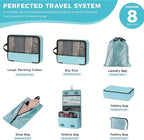 Compression Packing Cubes Set, Versatile 8pc Travel Essential Packing System- Lightweight Travel Organizers for Family & Busi