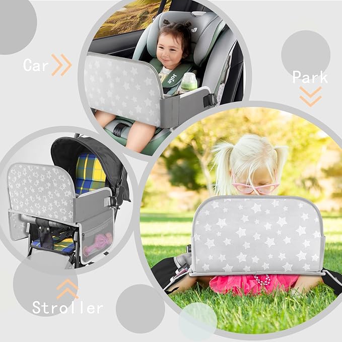 MENZOKE Kids Travel Tray for Toddler Car Seat, Toddler Gift for Boy Activities with Dry Erase Board & iPad Holder Stand, Road Trip Essentials Accessories Lap Tray for Boy as Birthday Gift, Grey