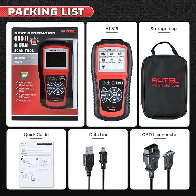 Autel AutoLink AL519 OBD2 Scanner Enhanced Mode 6 Car Diagnostic Tool Check Engine Code Reader CAN Scan Tool, Advanced Ver. of