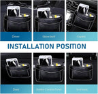 Car Seat Side Pocket Organizer, Premium PU Leather Auto Console Side Pocket, Universal Gap Bag & Pen Holder for Car, Mini Storage Pouch for Phone, Sunglass, Document and Automotive Tray(Black)