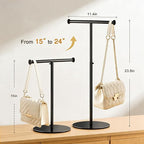 niffgaff T Bar Purse Display Stand Tabletop: Adjustable Height Handbag Holder, Countertop Hanging Rack for Long Necklace Scar