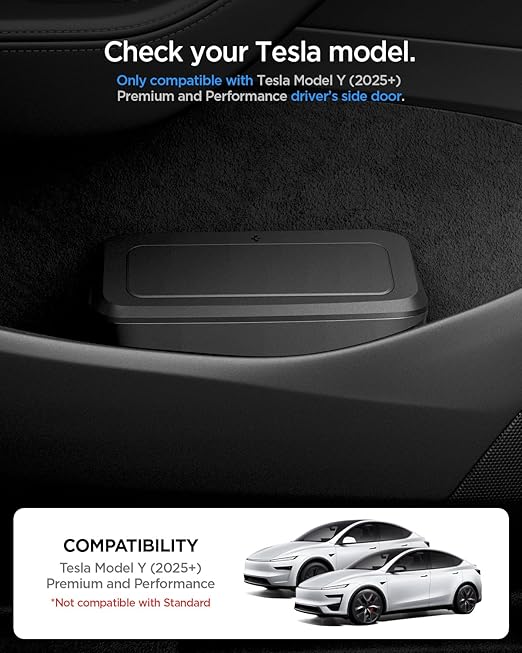 Spigen Door Pocket XL Car Trash Can [with Magnetic Lid] Waterproof Door Pocket Organizer 2025 2026 Tesla Model Y Juniper Premium & Performance Accessories - Driver Side Only