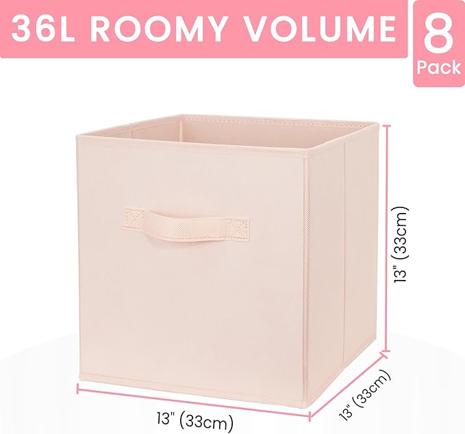 Criusia Storage Cubes - 13 Inch Heavy Duty Fabric Storage Bins for Shelves Closet Cube Organizer - 8 Pack Collapsible Cube St