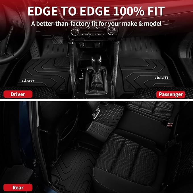 LASFIT Floor Mats Fit for Mazda CX5 2025 2024 2023 2022 2021 2020 2019 2018 2017 Custom Fit TPE All Weather Floor Liners 1st & 2nd Row Car Mats for Mazda CX-5, Black