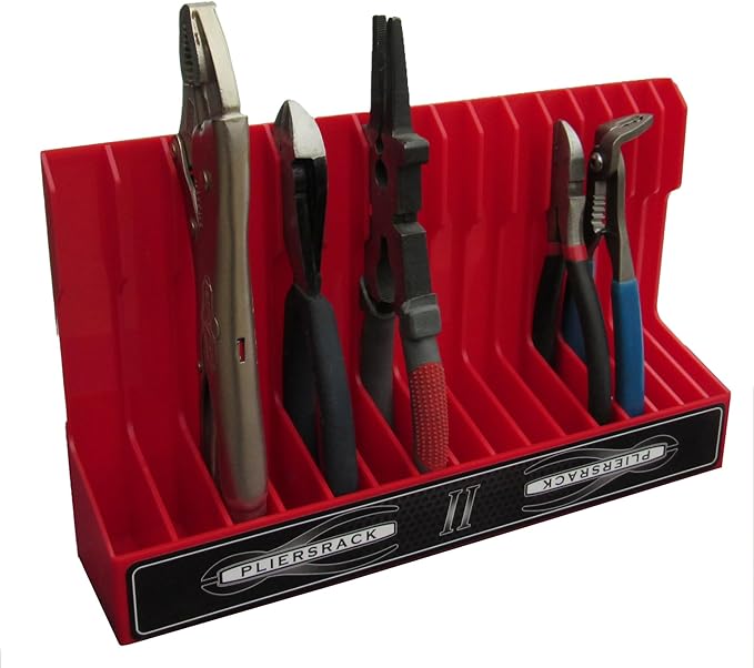 PLR16 Red Pliers Rack mounts on your peg board, or fits in your toolbox drawer. Plier storage for Regular & smaller pliers. H
