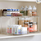 Yieach 2 Pack 10.6″ High Pull Out Medicine Cabinet Organizer for Vitamin,Pill Bottle and Supplement,2 Tier Slide out Under th