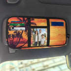 Sunset Palm Trees Car Sun Visor Organizer Fashion Car Sun Visor Storage Bag with Multi-Pocket Easy to Store Fits for Cars SUV Keep Tidy