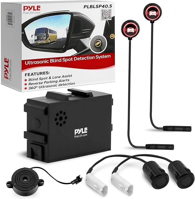 Pyle Ultrasonic Blind Spot Detection System, BSD Change Lane Safer, BSA BSM Blind Spot Monitoring Assistant Car Driving Secur