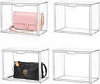 Clear Stackable Plastic Storage Bins with Magnetic Attraction Lid, Acrylic Box Display Case Showcase for Cosmetic, Large Figu
