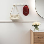 Wall Mounted Coat Hook Rack with Gold Hooks 2 Pack, Modern Wood Wall Organizer for Hanging Coats, Hats, Towels, Bags,Jackets,