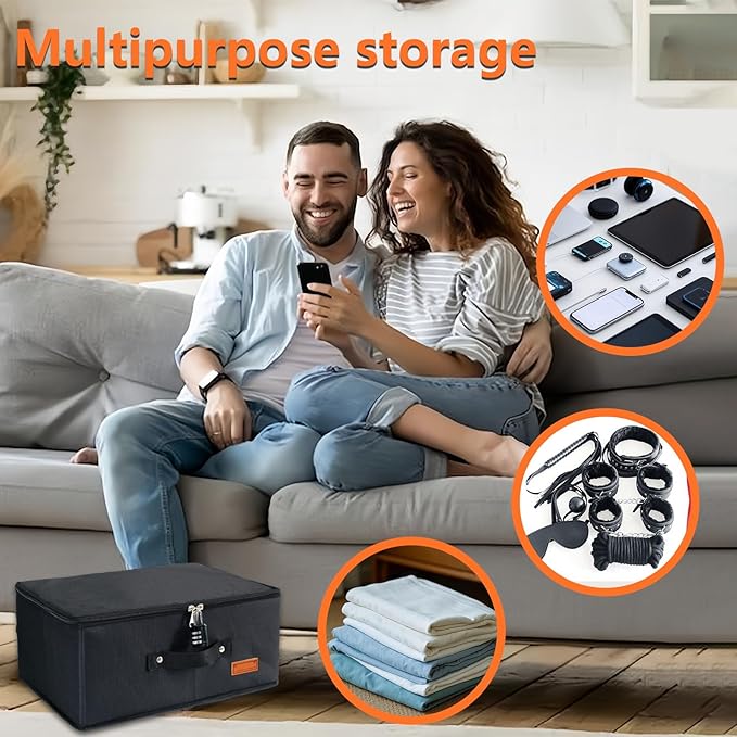 Locking Game Toy Storage Organizer Lock Box Toy Storage Bins Game Toys Storage Bags with 4 Drawstring Bags, Large capacity 16