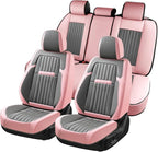 Coverado Car Seat Covers Full Set, Nappa Leather Seat Covers for Cars, Waterproof Car Seat Covers Front Seats and Back, Autom