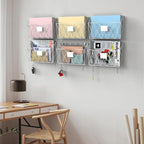 YBING Wall File Organizer White 6 Pack Mesh Hanging File Holder Organizer Metal Wire Mail Organizer Wall Mounted Office Paper