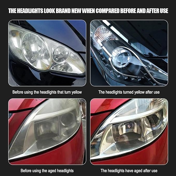 QuiforHeadlight Cleaner, Automotive Headlamp Restoration Fluid Kit, HeadlightRestoration Kit, Improve Nighttime Visibility Fo