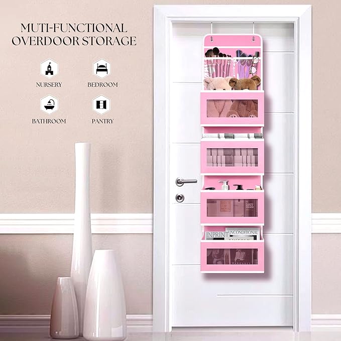 Giraffe Creation Over Door Organizer with 4 Large Capacity Pockets, Hanging Organizer Storage for Closet Bathroom Nursery Bed