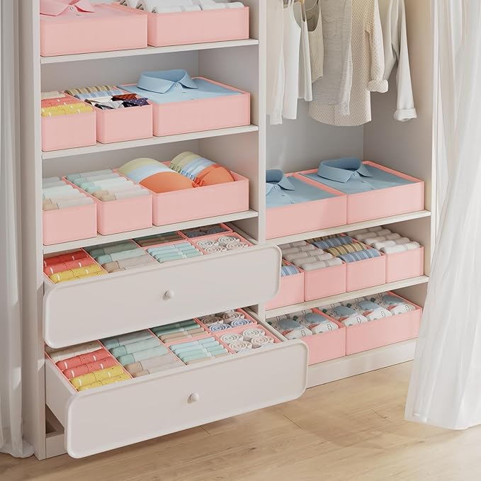 DIMJ Drawer Organizer Clothes Storage- 18 Pack Baby Dresser Organizer for Nursery, Foldable Closet Drawer Organizer Bins for 