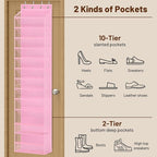 MISSLO 12 Tier Over the Door Shoe Organizer Breathable Mesh Hanging Shoe Rack for Closet Storage Shoe Holder for Door Fit 24 