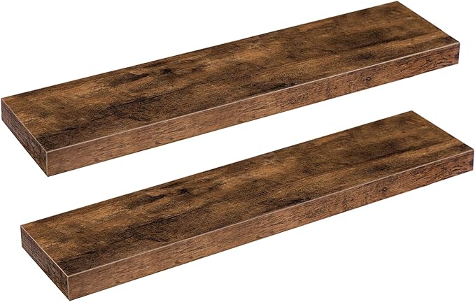 HOOBRO Floating Shelves and Console Table Bundle, Wall Mounted Shelf Set of 2, 15.7" Narrow Entryway Table with Charging Stat