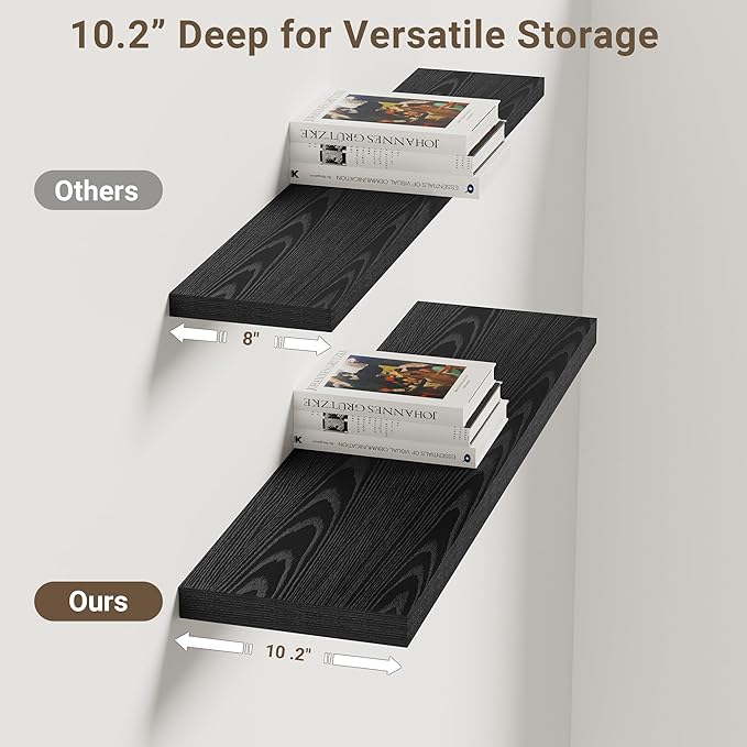 Vivelove 30 Inches Floating Shelves Wall Mounted, 10" Deep Wall Shelves for Bedroom, Bathroom, Living Room, Kitchen, Office, 