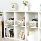 Bidtakay Small Baskets Fabric Storage Baskets for Organizing 3-Pack 12x8x5 Inch Collapsible Storage Bins for Shelves Canvas B